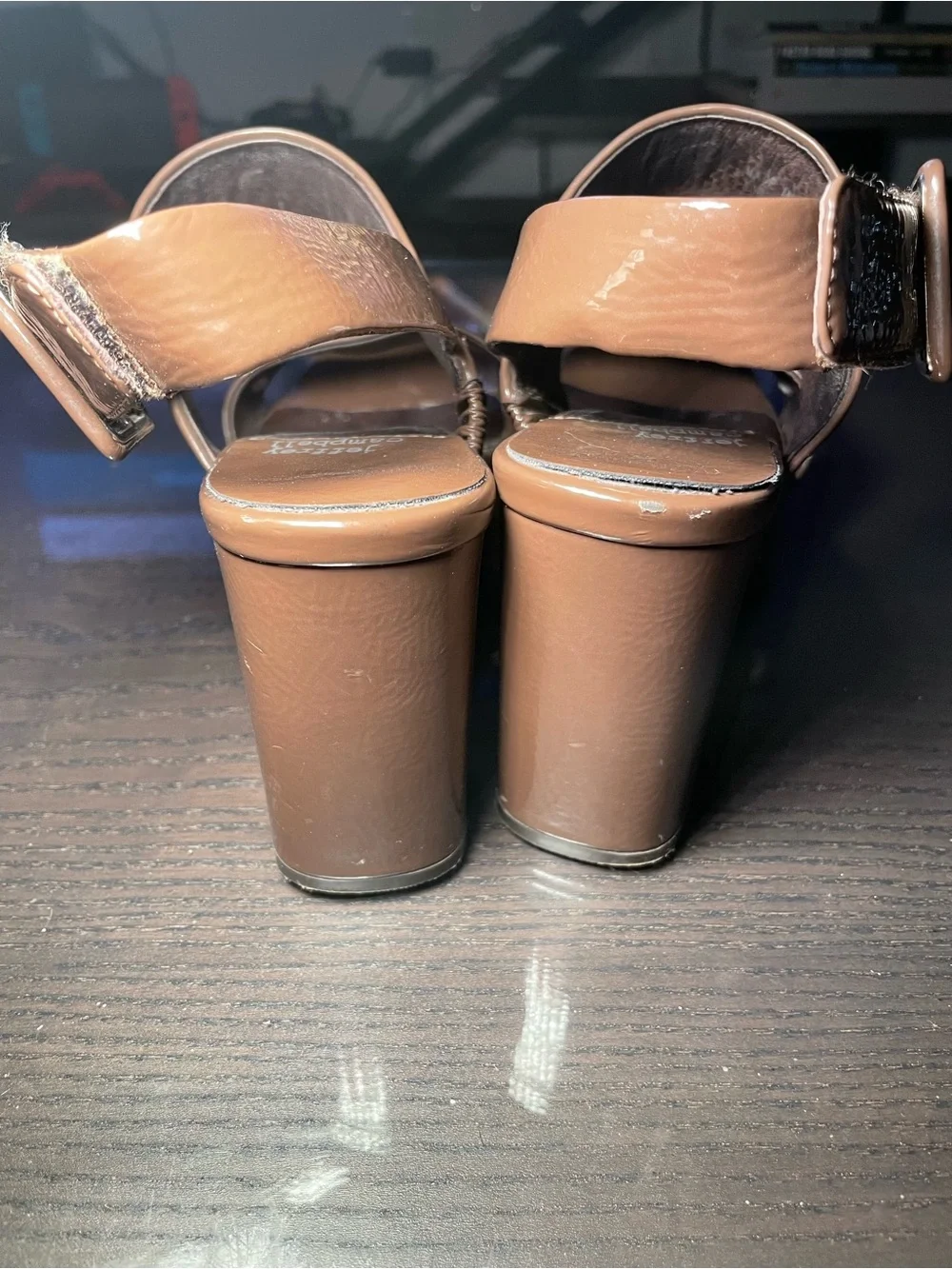 Jeffrey Campbell Platform Block Heel Sandals Brown - Women's Strappy Heels 6.5